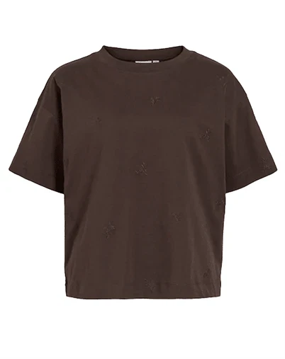 Vila - VIMonie Flower Emb T-shirt - Coffee Bean